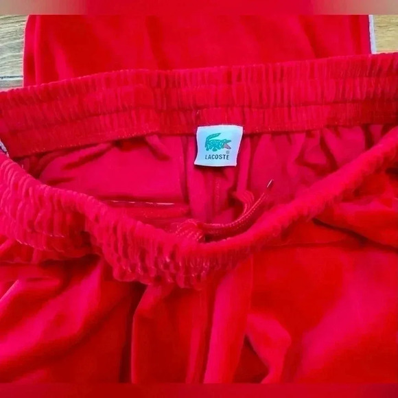 Vintage Lacoste 🐊 Velour | Sweatpants - Joggers | Red & White | Sweatsuit - Picture 8 of 8
